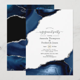 Convite Marinho e Festa de noivado de ágar prateado