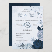 marinho e flores azuis poeirentas casamento botâni