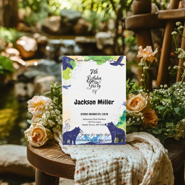 Convite Marinho e Limão de Aniversário do Alto 7 Sete e So (Criador carregado)