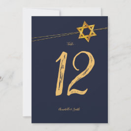 Convite Marinho e Ouro Star do número da tabela David