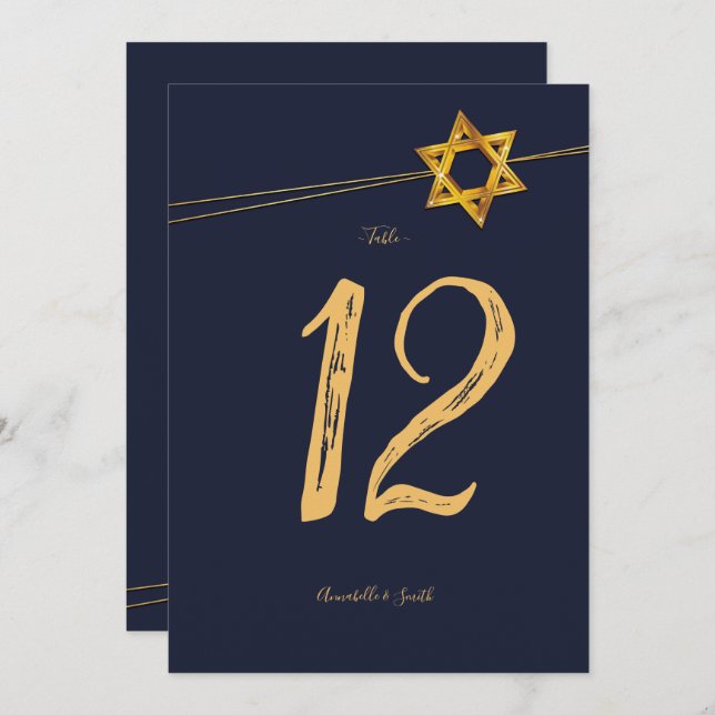 Convite Marinho e Ouro Star do número da tabela David (Frente/Verso)