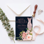 Convite Marinho e Rosa de descarga Dourado Vestido Floral<br><div class="desc">Marinho e Rosa de Escoamento Dourado Vestido Floral 50º Aniversário Convite Ver coleção correspondente em Niche e Nest Armazene Muitos obrigados</div>