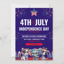 Convite Marinho E Vermelho Moderno Dia 4 De Julho Da Indep