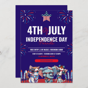 Convite Marinho E Vermelho Moderno Dia 4 De Julho Da Indep