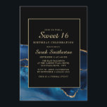 Convite Marinho Elegante Blue Dourado Agate Marble Sweet 1<br><div class="desc">Marinho azul elegante e na moda e  azul e ouro,  convite de aniversário 16 doce da menina de mármore. O texto é personalizável,  então faça dele seu. Entre em contato conosco para obter ajuda com a personalização ou para solicitar produtos correspondentes.</div>