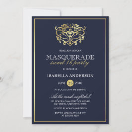 Convite Marinho Elegante Blue & Dourado Doce Festa 16