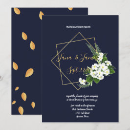 Convite Marinho Elegante Clássico Casamento Geométrico