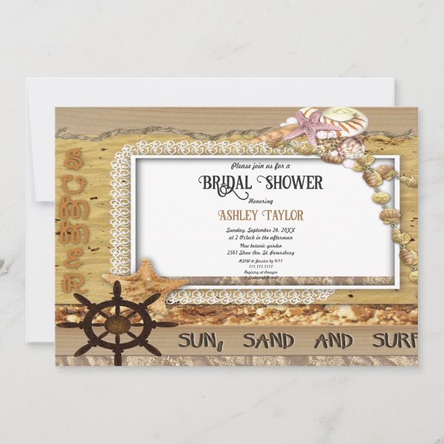 Convite Marinho Elegante Costeiro Costeiro Chá de panela M (Frente)