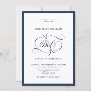 Convite Marinho Elegante e Casamento Clássico Branco