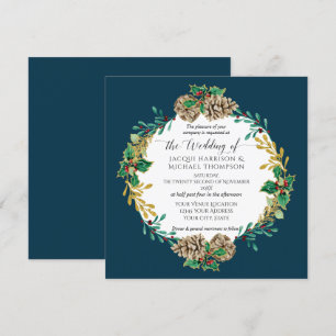 Convite Marinho Elegante Natal Aquarela Dourada Greeneresc