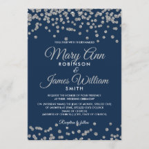 Marinho Elegante Silver Faux Glitter Confetti