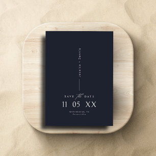Convite Marinho Escuro de Script Elegante Mod Salve a Data
