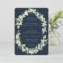 Marinho Escuro Elegante Snowberry+Eucalyptus Weddi