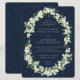 Convite Marinho Escuro Grande Snowberry+Eucalyptus Wedding