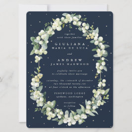 Convite Marinho Escuro Grande Snowberry+Eucalyptus Wedding