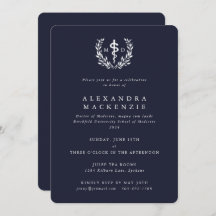 Marinho escuro MD Asclepius + Laurel Wreath Gradua