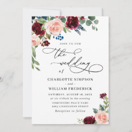 Convite Marinho Eucalyptus Rosa Greenery Casamento