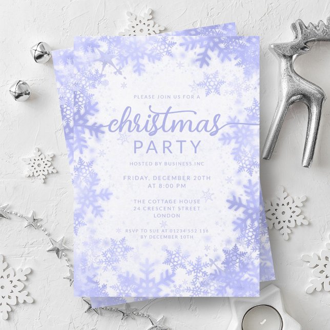 Convite Marinho Festivo Azul Folha Folha Folha Folha Folha (Festive Navy Blue Faux Foil Snowflakes Christmas Invitation)