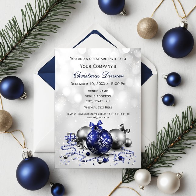 Convite marinho Festivo Festa de Natal Corporativo Convida (navy Festive Corporate Christmas party Invite)
