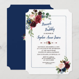 Convite Marinho Floral Azul Chá de panela Frame