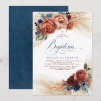 Marinho Floral Azul e Terracotta Baptism