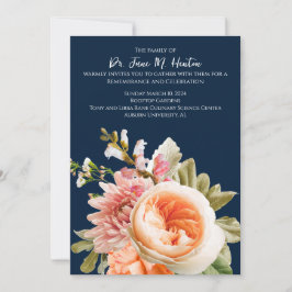 Convite Marinho Floral Funeral Memorial 011124B