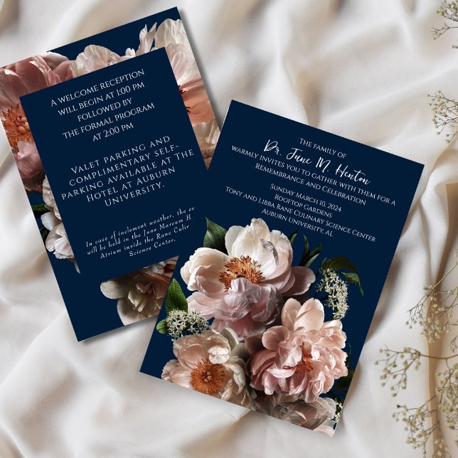 Convite Marinho Floral Funeral Memorial 011124C (Criador carregado)