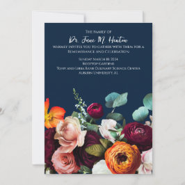 Convite Marinho Floral Funeral Memorial 011124F