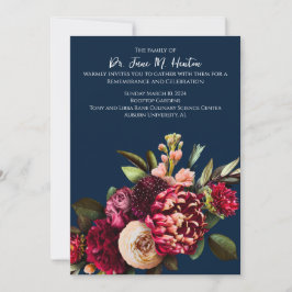 Convite Marinho Floral Funeral Memorial 011124H