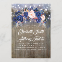 Marinho Floral Rustic String Lights Casamento