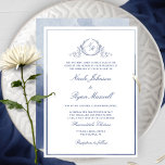 Convite Marinho Formal Clássico Monograma Casamento com Aq<br><div class="desc">Família e convidados deliciosos com este elegante convite de casamento azul-marinho com um delicado monograma botânico desenhado à mão personalizado com iniciais de casais e fina estrutura azul-d-água de marinho na frente, enquanto voltava com uma bela lavagem a aquarela em tons marinhos e azuis. Detalhes da caligrafia manuscrita. Design simples,...</div>