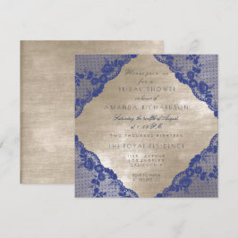 Convite Marinho Glam Azul Lace Chá de panela Velvet de mar