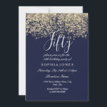 Convite Marinho Glitter Confetti Dourado 50 anos Convidado<br><div class="desc">Dourado Marinho Confetti 50º aniversário Confetti Conite um belo convite à Glitter Confetti Dourado. Coleção em Niche e Nest. Design cortesia do Studio Denmark</div>