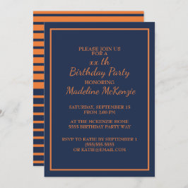 Convite Marinho Laranja Blue Strike Festa de aniversário I