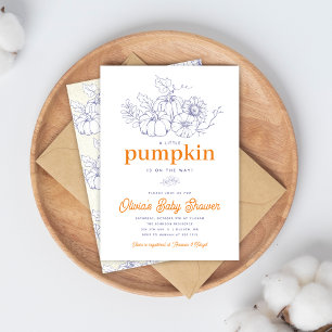 Convite Marinho Laranja Burlap Little Pumpkin Chá de frald