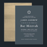Convite Marinho mínimo Azul e Bar Dourado Mitzvah<br><div class="desc">Este convite para o Bar mitzvah,  minimalista e chic,  apresenta um fundo azul/marinho da meia-noite com a estrela de david. O verso apresenta um fundo dourado falso. Personalize-o para as suas necessidades. Você pode encontrar produtos correspondentes na minha loja.</div>