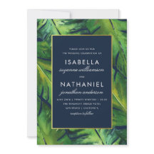 Marinho Moderno e Casamento de Folgas Tropicais Ve