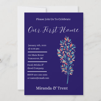 Convite Marinho Moderno - Festa Azul de Aquecimento Domést