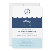 Marinho náutico Ahoy É um Chá de fraldas moderno