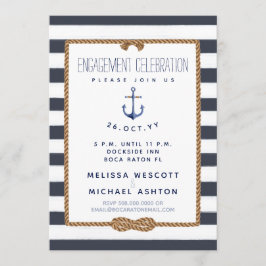 Convite Marinho Náutico do Nó Infinito e Noivado Branco