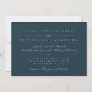 Convite Marinho Paisagem Caligrafia Formal Casamento Elega