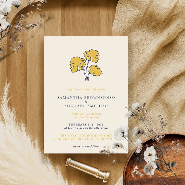 Convite Marinho Palm Botânico Tropical (Criador carregado)