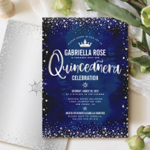 Marinho Quinceañera Silver Glitter Princess Crown