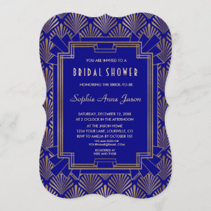 Convite Marinho Real Excelente Azul Dourado Chá de panela 