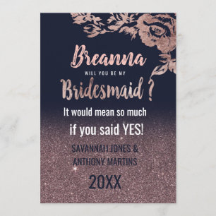 Convite Marinho Rosa Azul - Leitura Floral Bridesmaids