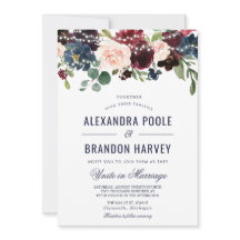 Marinho Rosa Burgundy Floral String Luzes Casament