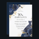 Convite Marinho Rosas Azuis e Festa de Vestidos aniversári<br><div class="desc">Rosas Azuis marinho e Vestidas Mulheres aniversário de 30 anos Convite de festas Mais elegantes designs florais em nossa loja! Consulte a coleção correspondente em nossa loja</div>