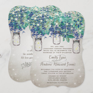 Convite Marinho Rustic Luxe e Turquoise Mason Jar