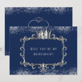 Convite Marinho Silver Frame Royal Você Será Minha Porta-V