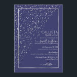 Convite Marinho Silver Glitter Diagonal Confetti Sweet 16<br><div class="desc">Esse elegante e único e doce convite de aniversário de dezesseis anos é ideal para um evento clássico e formal. Ele apresenta um confete cinza-prateado cintilante imprimido na diagonal espalhado pelo convite na parte superior de uma borda fina de retângulo prateado com um fundo azul marinho. É chic, moderno, luxuoso,...</div>